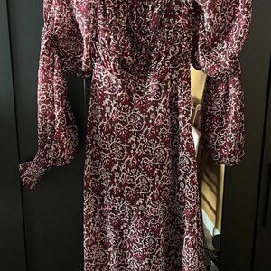 Vintage Free People Aglow Midi Dress - Maroon Size Medium